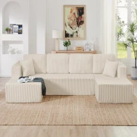 Smart U-Shaped Modular Sectional Sofa with Spring Cushions, Cozy Sleeper Couch for Living Room Bedroom, 132.5'' L x 61"W x 25.5" H, Beige(m-1)