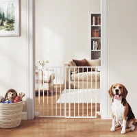 PawHut Baby Gate, 28.3"-42.7" Wide Dog Gate with Dual Locks, Easy Walk Through for Stairs, Doorways, Kitchen, White(m-8)