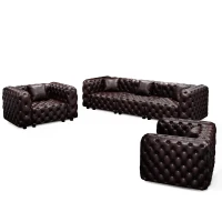 Trendy Faux Leather Sectional Sofa with Button Tufting, Durable Modular 5-Seater Couch for Living Room, 105.5'' L x 36.5"W x 29" H, Dark Brown(m-13)