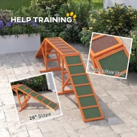 PawHut Dog Agility Ramp, Dog Walk Balance Trainer Equipment w/ Safety Bar, Non-slip Surface, Pet Training Ramp, Orange(m-5)