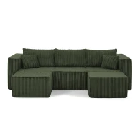 Minimalist Corduroy Modular Sofa with High-Density Foam, Smart Compact Sectional for Small Space Apartment, 42'' L x 18"W x 17.5" H, Green(m-9)