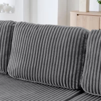 Cozy U-Shaped Sectional with Skin-Friendly Corduroy and Foam, Space-Saving Sleeper Sofa with No Assembly, 132.5'' L x 61" W x 25.5" H, Gray(m-6)