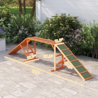 PawHut Dog Agility Ramp, Dog Walk Balance Trainer Equipment w/ Safety Bar, Non-slip Surface, Pet Training Ramp, Orange(m-3)