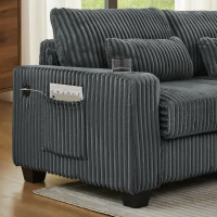 Smart Corduroy Modular Sectional Sofa with Detachable Footrest, Modern L-Shaped Couch for Living Room, 124.5'' L x 31.5"W x 30" H, Dark Gray(m-7)