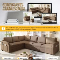 Modern L-Shaped Sectional with Pull-Out Bed, Chic Sleeper Couch with USB Port and Side Pocket, 115'' L x 83.5" W x 36.5" H, Brown(m-4)
