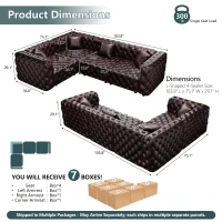 Grand Faux Leather L-Shaped Sofa with Button Tufting, Sophisticated Modular 4-Seater Couch for Living Room, 103.5'' L x 75"W x 29" H, Dark Brown(m-3)