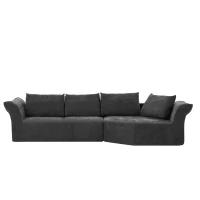 Modern Right-Arm Modular Sectional with Wide Armrests, Elegant Curved Corner Sofa with Throw Pillows, 127'' L x 57" W x 26" H, Dark Gray(m-7)