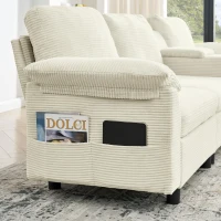 Modern Modular Sectional with All-in-One Storage, Chic L-Shaped Sofa with Cup Holder and Liftable Ottoman, 108.5'' L x 56.5" W x 32" H, Beige(m-7)