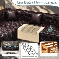 Modern Faux Leather Modular Sofa with Button Tufting and 2 Ottomans, Elegant Sectional Couch for Living Room, 77'' L x 36.5" W x 29" H, Dark Brown(m-6)