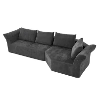 Modern Right-Arm Modular Sectional with Wide Armrests, Elegant Curved Corner Sofa with Throw Pillows, 127'' L x 57" W x 26" H, Dark Gray(m-6)