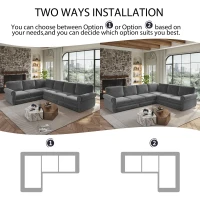 Elegant L-Shaped Sectional with Pull-Out Bed, Chic Chenille Sleeper Couch with Nailhead Trim, 118'' L x 86.5" W x 36.5" H, Light Grey(m-5)