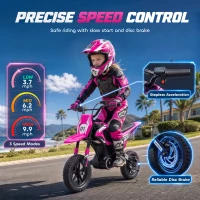 Qaba 24V Kids Electric Motorcycle with 180W Brushless Motor, Suspension, Soft Start, 12" Rubber Tires for 6+ Years, Pink(m-5)