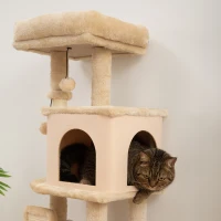 PawHut 41 Inch Cat Tree with Scratching Posts, Cat Bed, Condo, Grooming Brush, Jumping Platforms, Toy Balls, Anti-tip Kit(m-8)