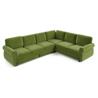 Vibrant L-Shaped Sectional Sofa with Pull-Out Bed, Comfy Convertible Sleeper Couch for Living Room, 118'' L x 86.5"W x 36.5" H, Grass Green(m-2)