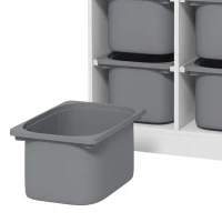 Qaba 3 Layers Toy Storage Organizer Kids Bookshelf Children Toy Storage w/ 6 Plastic Bins, Grey(m-11)