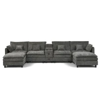 Cozy L-Shaped Sectional with Reversible Chaise and USB Port, Chic Sofa with Storage Drawer and Cup Holder, 137'' L x 58" W x 31" H, Dark Gray(m-2)