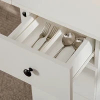 HOMCOM Foldable Dining Table, Rolling Kitchen Table with Storage Drawers and Cabinet, Drop Leaf Table on Wheels, White(m-15)