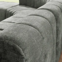 Cozy Semi-Curved Sectional with Stitched Chenille and Ottoman, Chic Floor Sofa with No Assembly, 116.5'' L x 76" W x 25.5" H, Dark Gray(m-7)