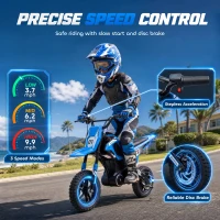 Qaba 24V Kids Electric Motorcycle with 180W Brushless Motor, Suspension, Soft Start, 12" Rubber Tires for 6+ Years, Blue(m-5)