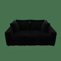 Dreamy Corduroy Cloud 4-Seat Sofa with 2 Ottomans, Handy Convertible Lounge Chair for Apartment Office, 102.5'' L x 35.5"W x 25.5" H, Black(m-14)
