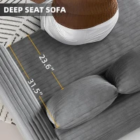 Cloud-Soft Corduroy 4-Seat Sofa with 2 Ottomans, Easy Convertible Lounge Chair for Apartment Office, 102.5'' L x 35.5"W x 25.5" H, Grey(m-7)