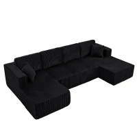 Extra Spacious U-Shaped Modular Sectional Sofa with Foam Cushions, Comfy Sleeper Couch for Living Room Bedroom, 161'' L x 80.5"W x 24.5" H, Black(m-7)