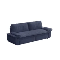 Modern Queen 3-in-1 Sleeper Sofa with Soft Corduroy Upholstery, Versatile Loveseat Bed with Pull-Out Frame, 73'' L x 33" W x 36" H, Blue(m-2)