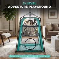 PawHut Catio Outdoor Cat Enclosure, 3-Tier Pop Up Cat Tent with Multi-Door Design, Breathable Mesh & Carry Bag, Green(m-4)