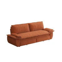 Modern 3-in-1 Sleeper Sofa with Soft Corduroy Upholstery, Versatile Loveseat Bed for Living Room and Bedroom, 73'' L x 33" W x 36" H, Orange(m-2)