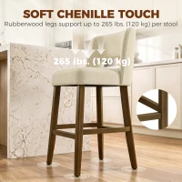 HOMCOM Bar Stools Set of 2, 26" Counter Height Stools with Curved Backrest, Footrest, for Kitchen Island, Dining Room, Beige(m-5)