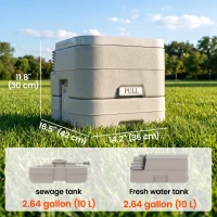 Outsunny Portable Camping Toilet, Porta Potty with 2.6 Gal Waste Tank & 2.6 Gal Flush Tank, Leak-Proof and Odourless(m-3)