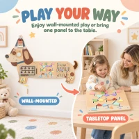 Qaba Wooden Wall Busy Board, Montessori Sensory Wall Panel Dachshund-Shaped for Playroom, Educational Toys for Toddler(m-7)