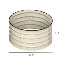 Outsunny Set of 2 Raised Garden Bed, Metal Planter Box with Safety Edging, Easy-to-assemble Stock Tank, Cream(m-3)