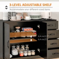 HOMCOM Modern Sideboard Buffet Cabinet with 4 Drawers and 2 Beadboard Doors, Kitchen Storage Cabinet, Black(m-5)