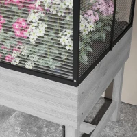 Outsunny Elevated Garden Bed with Cold Frame Greenhouse, Wooden Raised Planter Box for Indoor Seed Starting, Herbs, Vegetables and Flowers, Distressed Grey(m-10)