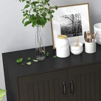 HOMCOM Modern Sideboard Buffet Cabinet with 4 Drawers and 2 Beadboard Doors, Kitchen Storage Cabinet, Black(m-9)