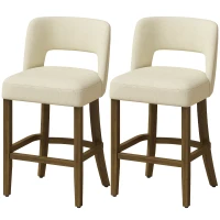 HOMCOM Bar Stools Set of 2, 26" Counter Height Stools with Curved Backrest, Footrest, for Kitchen Island, Dining Room, Beige(m-2)