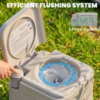 Outsunny Portable Camping Toilet, Porta Potty with 2.6 Gal Waste Tank & 2.6 Gal Flush Tank, Leak-Proof and Odourless(m-4)