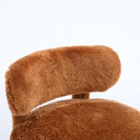 Cozy Fur Fabric Accent Chair with Padded Seat Cushion, Stylish Slipper Chair for Living Room Bedroom Vanity, 28.5'' L x 28.5"W x 30" H, Khaki(m-10)