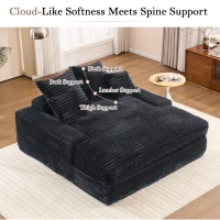 Spacious Corduroy Chaise Lounge Sofa with High-Resilience Foam, Plush Sleeper Couch for Living Room Apartment, 69'' L x 65.5"W x 24.5" H, Gray(m-9)