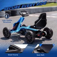 Aosom 12V Electric Go Kart for Kids, Ride On Toy with EVA Tires, 2 Speeds, Adjustable Seat, Safety Belt for 3-8 Years, Blue(m-7)