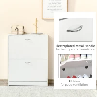 HOMCOM Shoe Cabinet with 2 Flip Drawers, Narrow Shoe Storage Cabinet with Adjustable Shelves for Entryway, Hallway, White(m-6)
