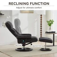 Ergonomic Recliner Chair with Ottoman and Massage, Swivel Lounge Chair with Heated Seat and 140° Recline, 32'' L x 33" W x 43.5" H, Dark Gray(m-6)