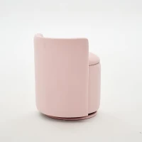 Elegant Velvet Accent Chair with 360° Swivel and 20L Hidden Storage, Chic Barrel Chair with Curved Backrest, 18.5'' L x 18.5" W x 22" H, Pink(m-12)