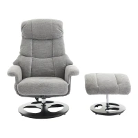 Ergonomic Recliner Chair with Ottoman and Massage, Cozy Swivel Lounge Chair with Heated Seat and 140° Recline, 32'' L x 33" W x 43.5" H, Grey(m-12)