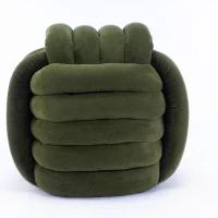 Cozy Modern Knot Design Ottoman with Soft Chenille and Foam Filling, Chic Makeup Stool with No Assembly, 19.5'' L x 19.5" W x 17.5" H, Green(m-14)