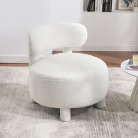 Cozy Teddy Fabric Accent Chair with Padded Seat Cushion, Modern Slipper Chair for Living Room Bedroom Vanity, 28.5'' L x 28.5"W x 30" H, White(m-1)