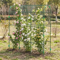 Outsunny Metal Garden Trellis, Arch Trellis for Climbing Plants Outdoor, A-Frame, with Climbing Net, 17" x 72" x 72", Green(m-9)