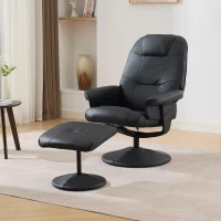 Ergonomic Massage Recliner Chair with Ottoman, Cozy Swivel Lounge Chair with Massage and Seat Heating, 31.5'' L x 29.5" W x 38" H, Black(m-1)