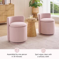 Elegant Velvet Accent Chair with 360° Swivel and 20L Hidden Storage, Chic Barrel Chair with Curved Backrest, 18.5'' L x 18.5" W x 22" H, Pink(m-8)